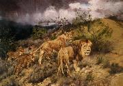 Gyorgy Vastagh A Family of Lions oil